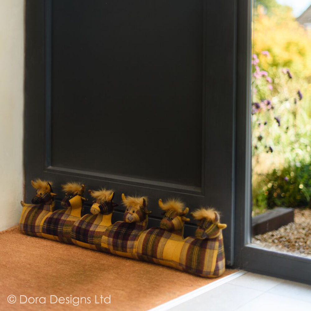 Gallery Direct Highland Cow Draught Excluder Sage Door Accessory 22 x 90cm 