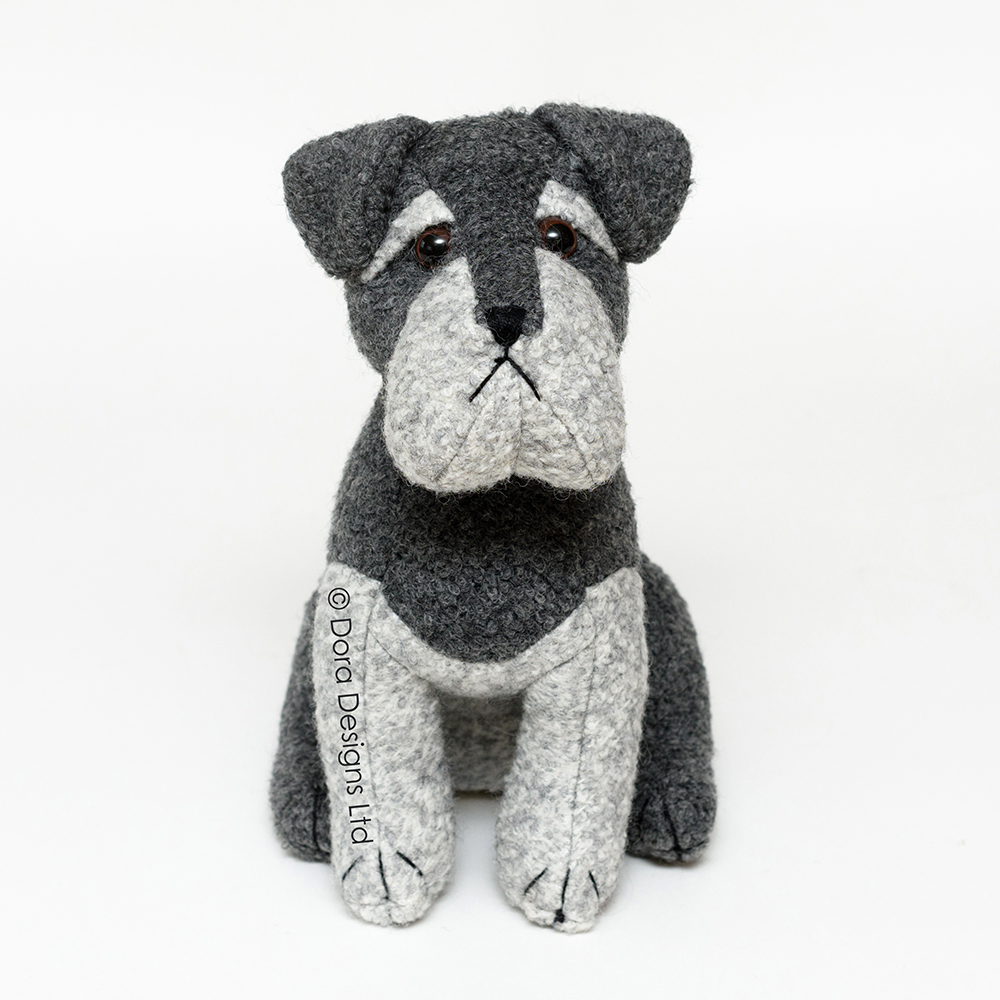 Sugar Bear Schnauzer Fabric Dog Doorstop by Dora Designs